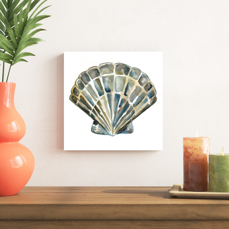 «Aquarelle Shells IV», peinture sur toile, H 12 po x l 12 po, Toile tendue
