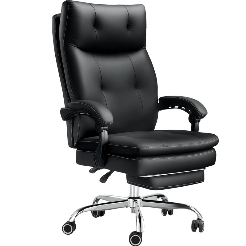 500Lbs Heavy Duty Office Chair With Foot Rest,Reclining Big And Tall Office Chair With Pocket Spring Cushion, Comfy High Back With Adjustable Lumbar Support