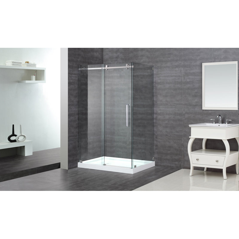 Moselle Frameless Sliding Shower Enclosure with Base, 78" x 38"