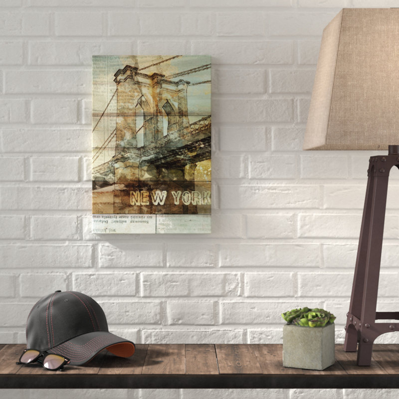 « brooklyn bridge, new york city, new york », reproduction d’art sur toile tendue, H 18 po x l 12 po x P 1,5 po