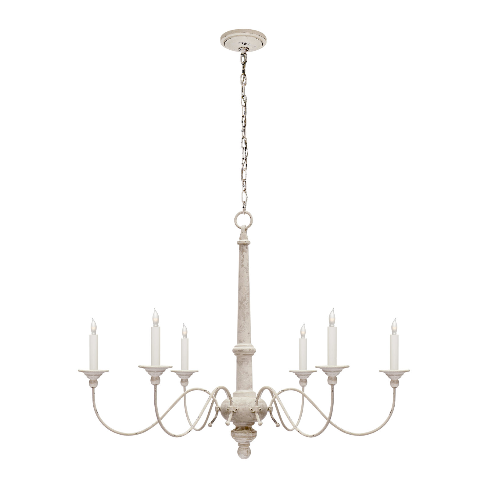 Country 6 - Light Wood Dimmable Chandelier, 26.75"H x 36.5"W x 36.5"D