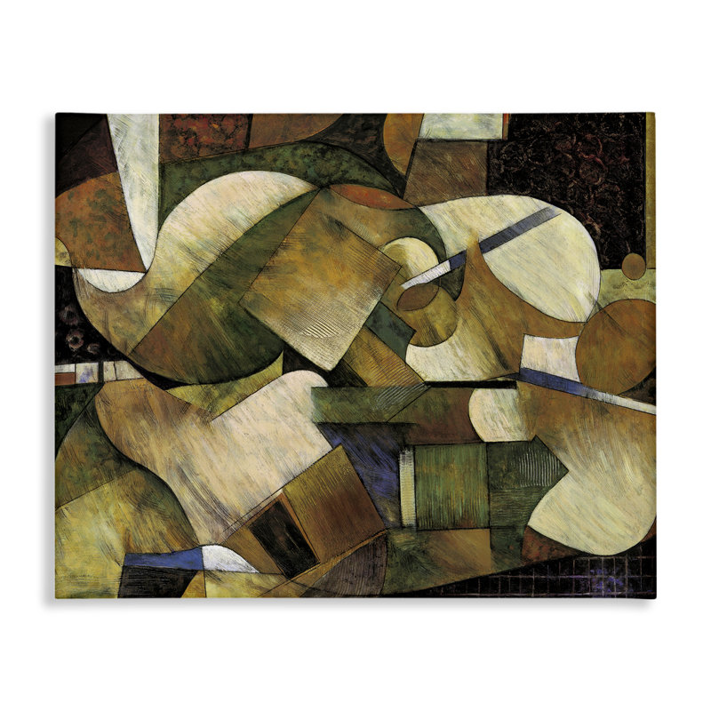 Toile abstraite géométrique expressive, conception par Jonathan Parsons, H 16 po x l 20 po