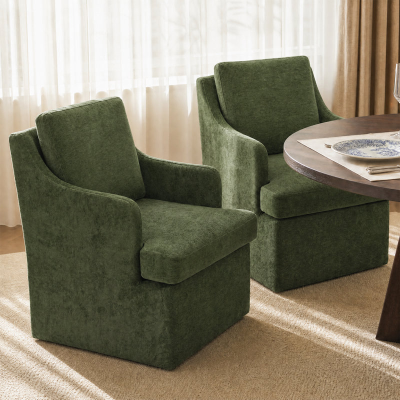 46.99 cm H Upholstered Chenille Armchair, BEIGE