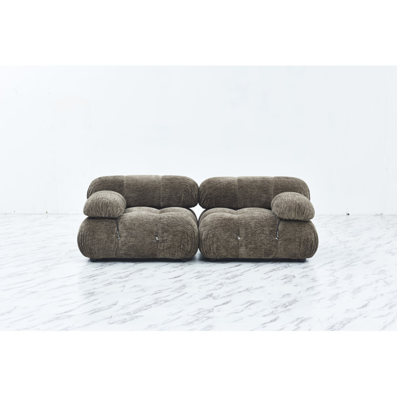 Leeven Upholstered 76'' Loveseat, Brown Chenille, 2
