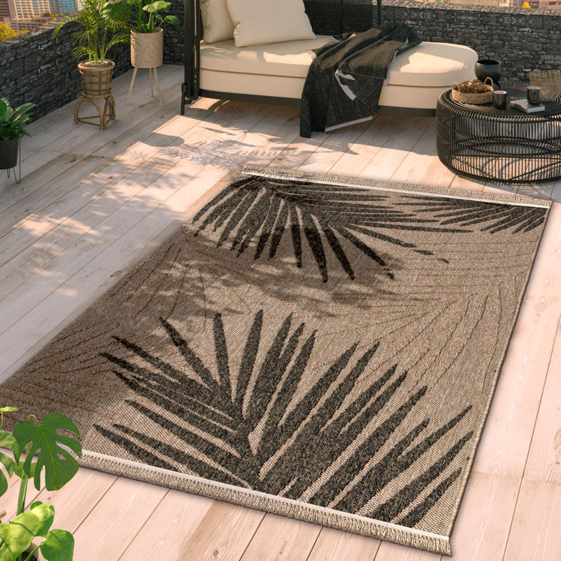 Tapis rectangulaire intérieur / extérieur Anarely, Rectangle 3 pi 11 po x 5 pi 3 po