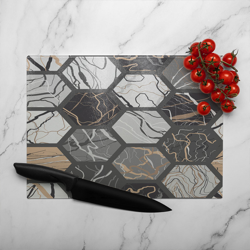 Hexagon Marble Glass Chopping Board