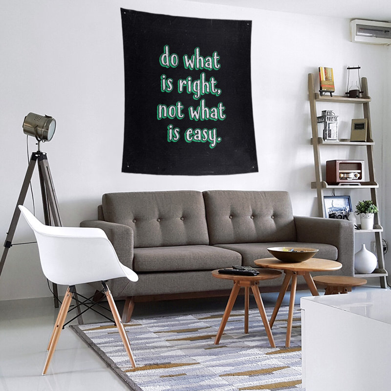 Polyester do what is right quote tableau noir tapisserie, Vert, H 60 po x l 51 po