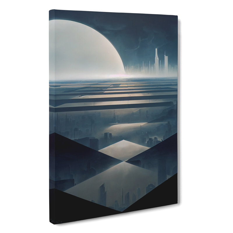 XC1022-1891X Dystopian City Skyline No.4 - Wrapped Canvas Print, 50cm H x 35cm W