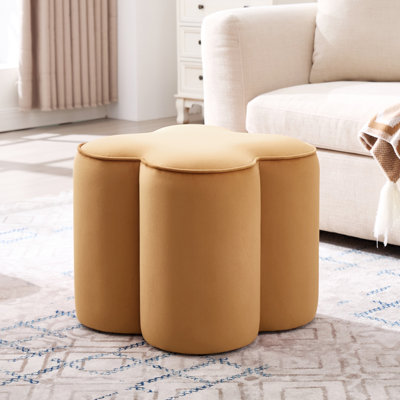 Leiani 18.5" Wide Boulce/Velvet/Linen Upholstered Ottoman