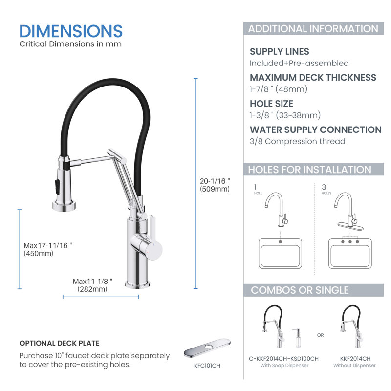 KIBI Engel Pull Down Kitchen Faucet, Chrome