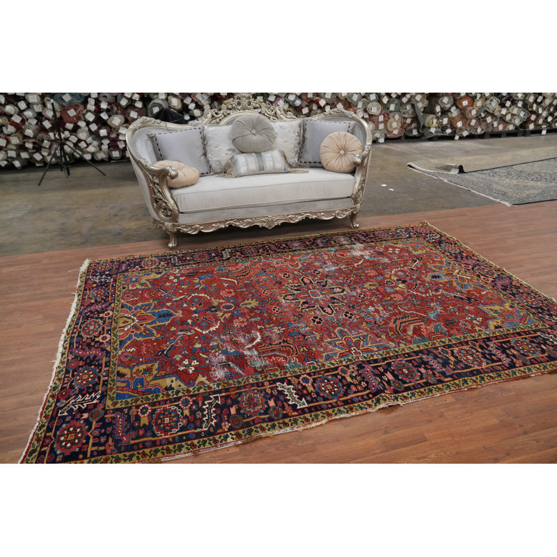 Tapis traditionnel pré-1900 à teinture végétale 7 x 10