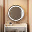 Meuble-lavabo 3 en 1 avec miroir lumineux - blanc, matériau, 2 tiroirs de rangement, tabouret rembourré, coiffeuse compacte pour salle de bain