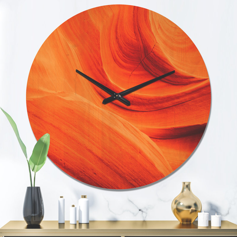 Horloge murale moderne en bois orange Upper Antelope Canyon, Très grand