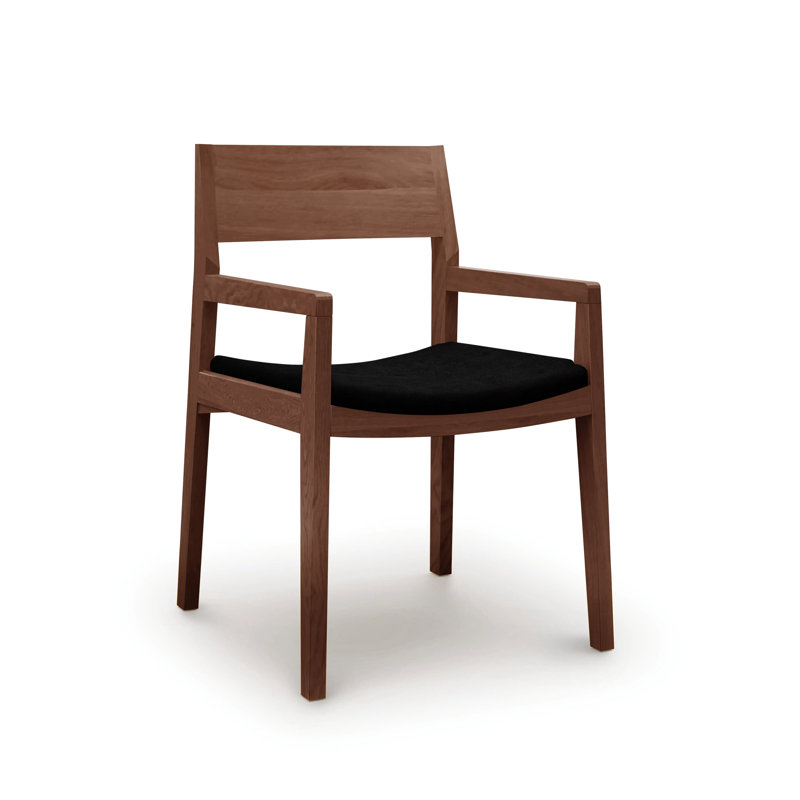 Iso Microsuede Arm Chair, Onyx Microsuede, Natural Walnut