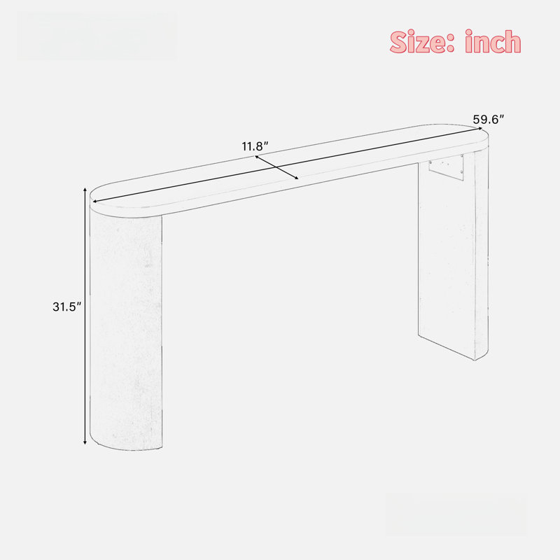 Simple Console Table With Semi-cylindrical Leg Design, Black