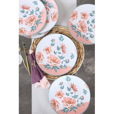 Ensemble d'assiettes de service de qualité supérieure (6 pièces), 100% céramique, 9,8 x 9,8 x 1,5 pouces | Antibactérien, résistant aux chocs thermiques, facile à nettoyer, va au lave-vaisselle et au micro-ondes | Parfait pour les repas et les réceptions élégants