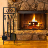 Winston Porter 5PC Fireplace Tools Set, Black