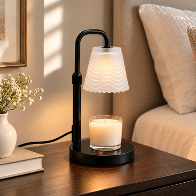 Candle Warmer Lamp with Timer & Dimmer, Wax Heating Melter for Scented Candle Jars Women House Warming Gift Heightness Adjustable bedrooms kitchen office Aesthetic Room Decor(Wavy Frosted Glass)