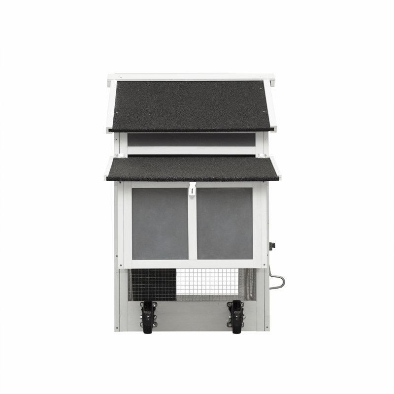 Poulailler d'extérieur polyvalent en bois avec plateau amovible et roulettes pour un nettoyage et une mobilité faciles