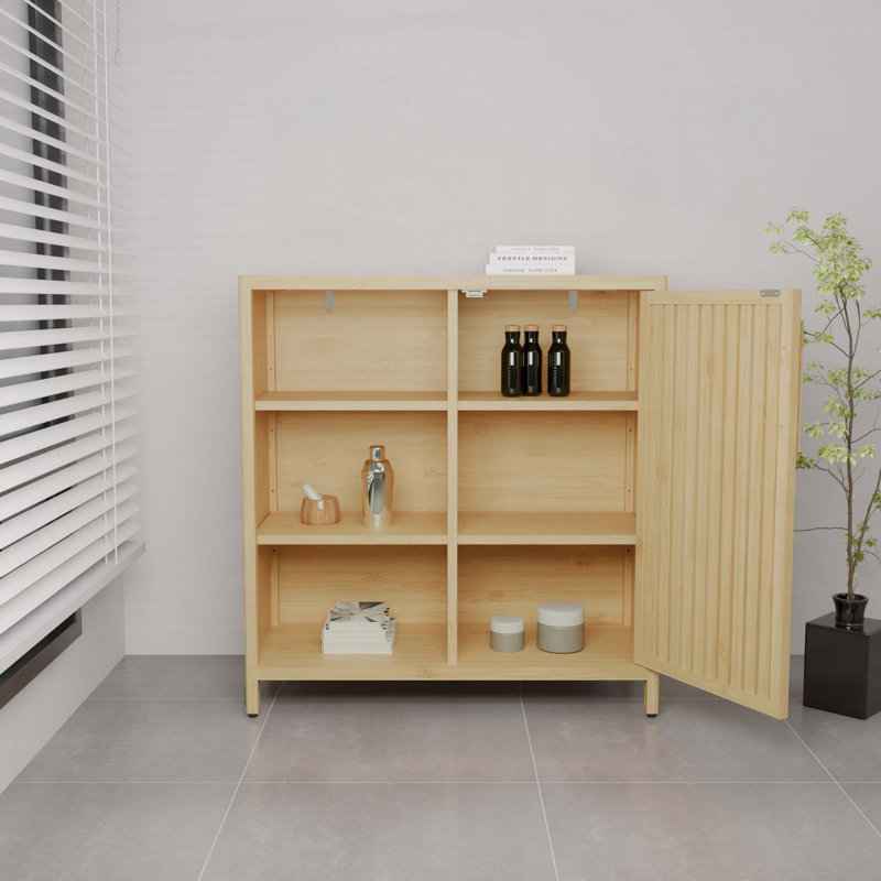 Single-Door Storage Shelf with Open Shelves
