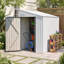 Remise de rangement durable en métal de 4 pi x 7 pi avec porte verrouillable, assemblage facile et conception imperméable pour une utilisation extérieure