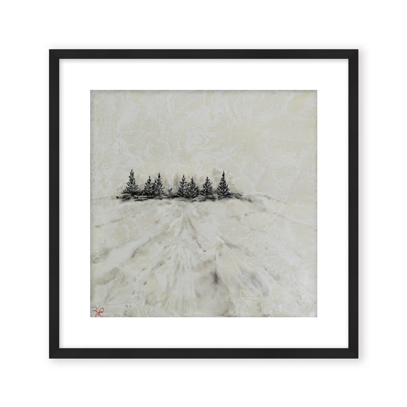Nature Inspired "Frosted Horizon" Canvas Wall Art By , 20" H x 20" W, Framed Matted Print, Beige