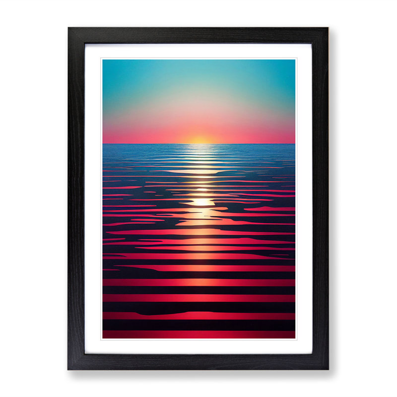 XV1022-2624X Luscious Ocean Sunset - Single Picture Frame Print, 64cm H x 46cm W x 2cm D, Black