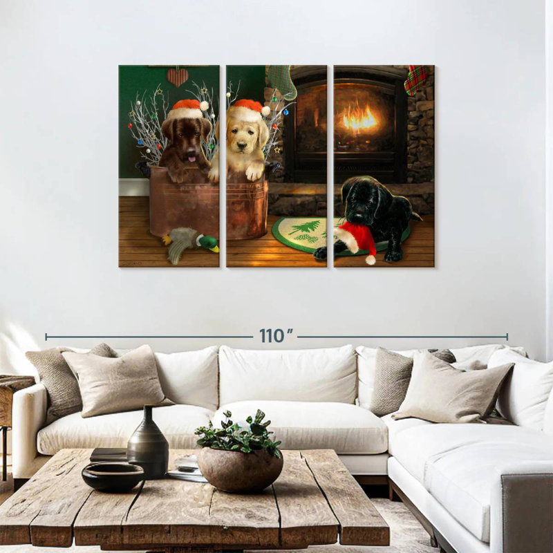 Brampt Fireside Lab Trio, 48" H x 74" W
