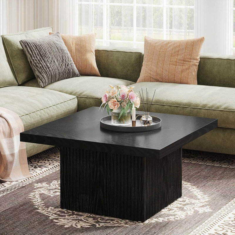 Table basse carrée 31,49 "cannelée pour le salon