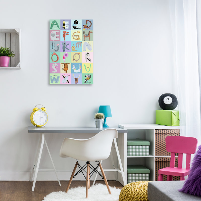 «Chequered Animal Alphabet», art mural par Carla Daly, H 30 po x l 20 po