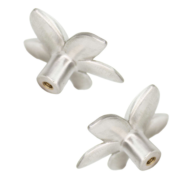 2" Plumeria Flower Medium Knob, Brushed Nickel, 1.75" L x 1.75" W, 2