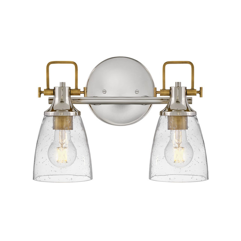 Easton two-light bathroom fixture with Easton clear seeded glass shade