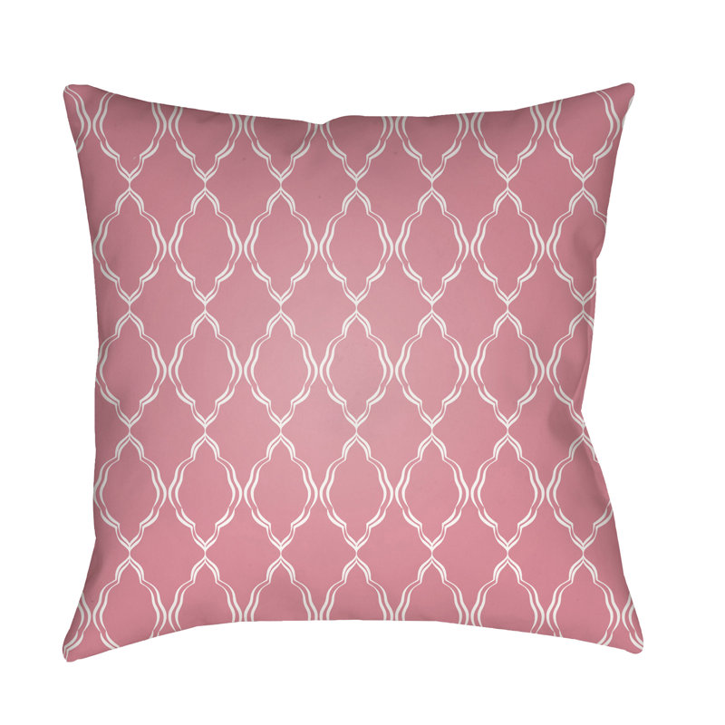 Lattice Indoor/Outdoor Throw Pillow, 20" H x 20" W x 3.5" D, Pink