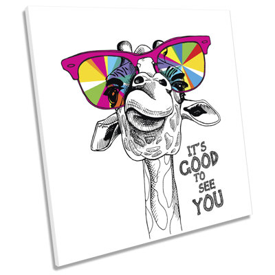 Z5733 Funny Giraffe Sunglasses Picture - Wrapped Canvas Print