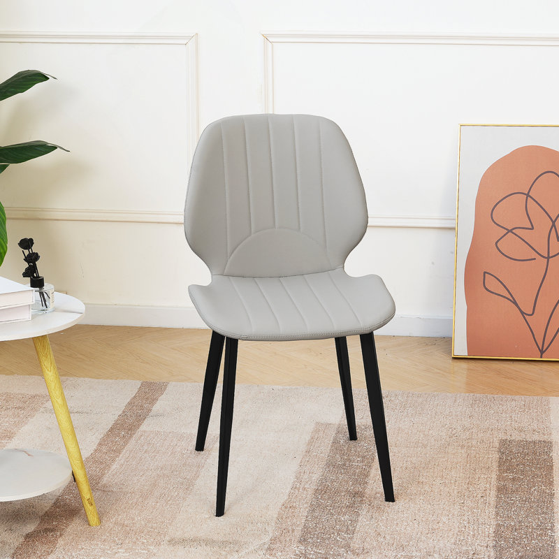 Ensemble de 2 chaises de salle à manger rembourrées avec pieds en métal, 2, Gris