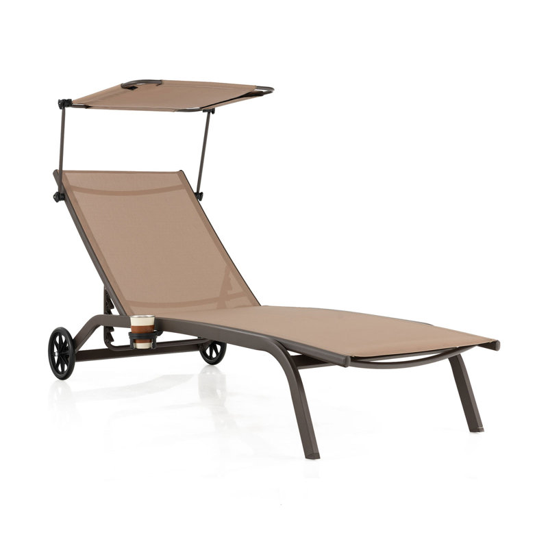Bryaunna Metal Outdoor Lounge Chair with Ottoman, Coffee