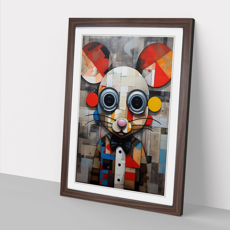 Mouse Constructivism No.4 - Single Picture Frame Print on Wood, 34cm H x 25cm W x 2cm D, Walnut Framed