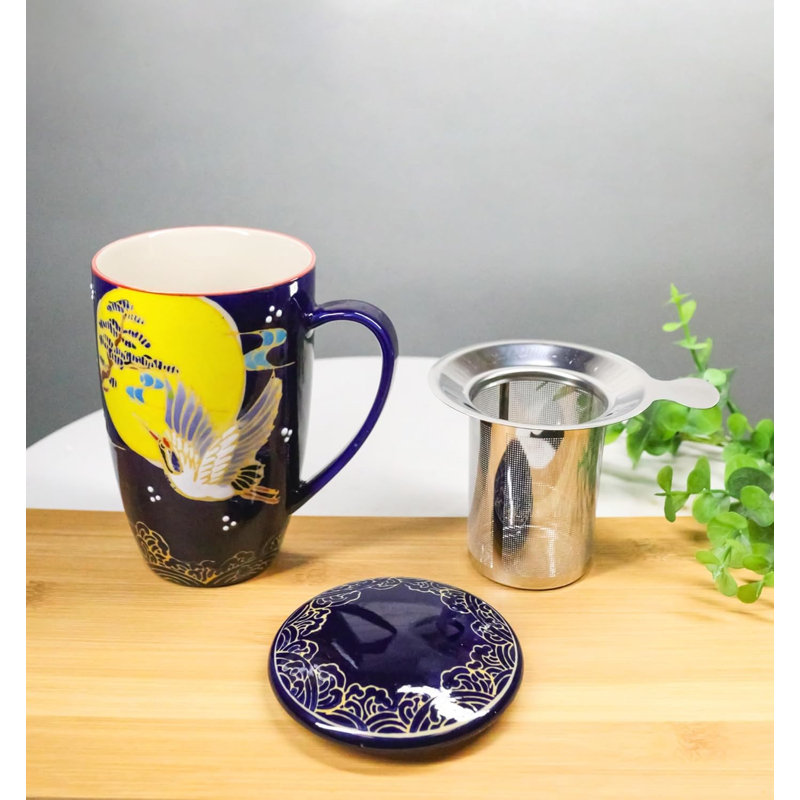 Tasse à thé en porcelaine bleue avec infuseur en acier inoxydable Blue Moon