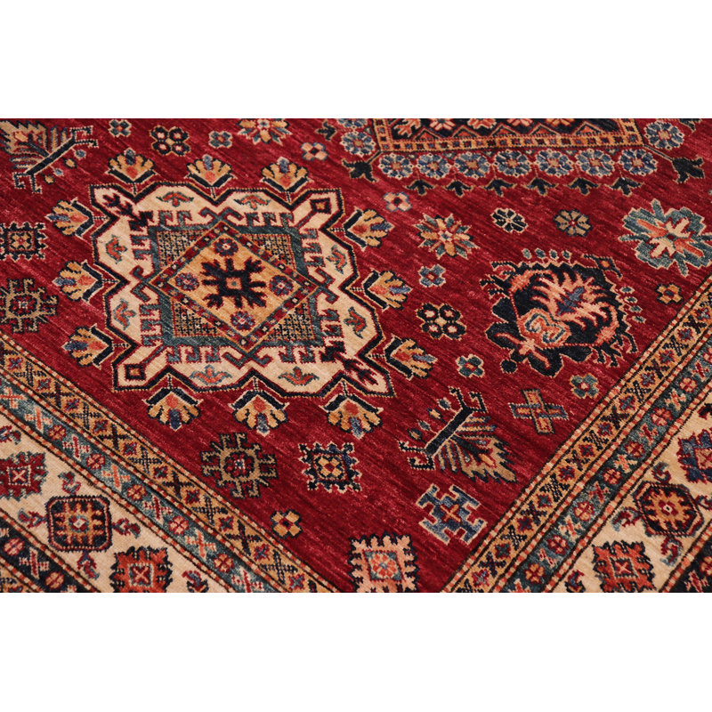 Rustic Gioni Arian Red/Beige Wool Rug - 4'9'' X 6'8''