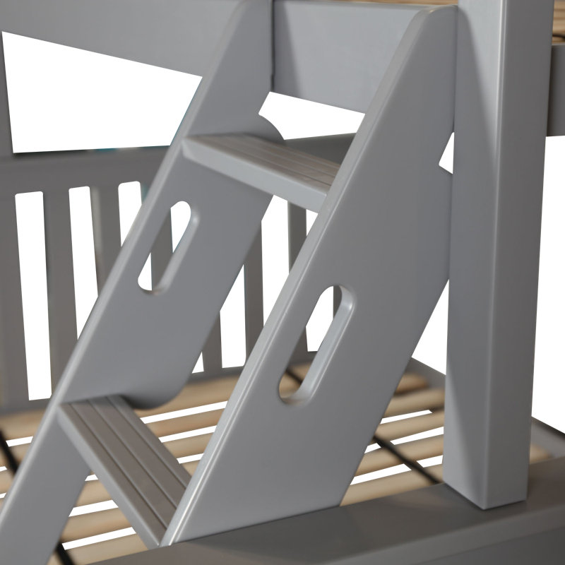  Lit superposé en bois massif benjamin Kids, Gris, Simple au dessus de simple