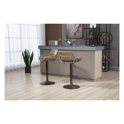 Alteriq Swivel Upholstered Adjustable Height Counter Stool