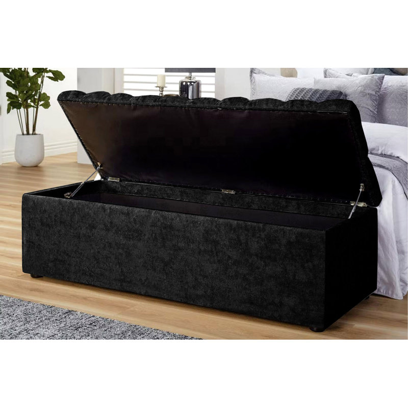 Chesterfield Standard Storage Ottoman Box in Naples Velvet – Tufted Upholstered End of Bed Bench with Legs – Multifunctional Ottoman Bench for Bedroom, Entryway, Living room