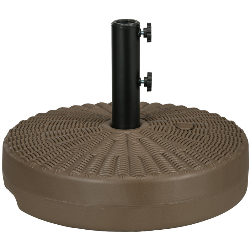 Porte-parapluies pour poteaux de parasol 1,5 "ou 2", base de parasol ronde remplissable pour l'extérieur, pelouse, terrasse, brun