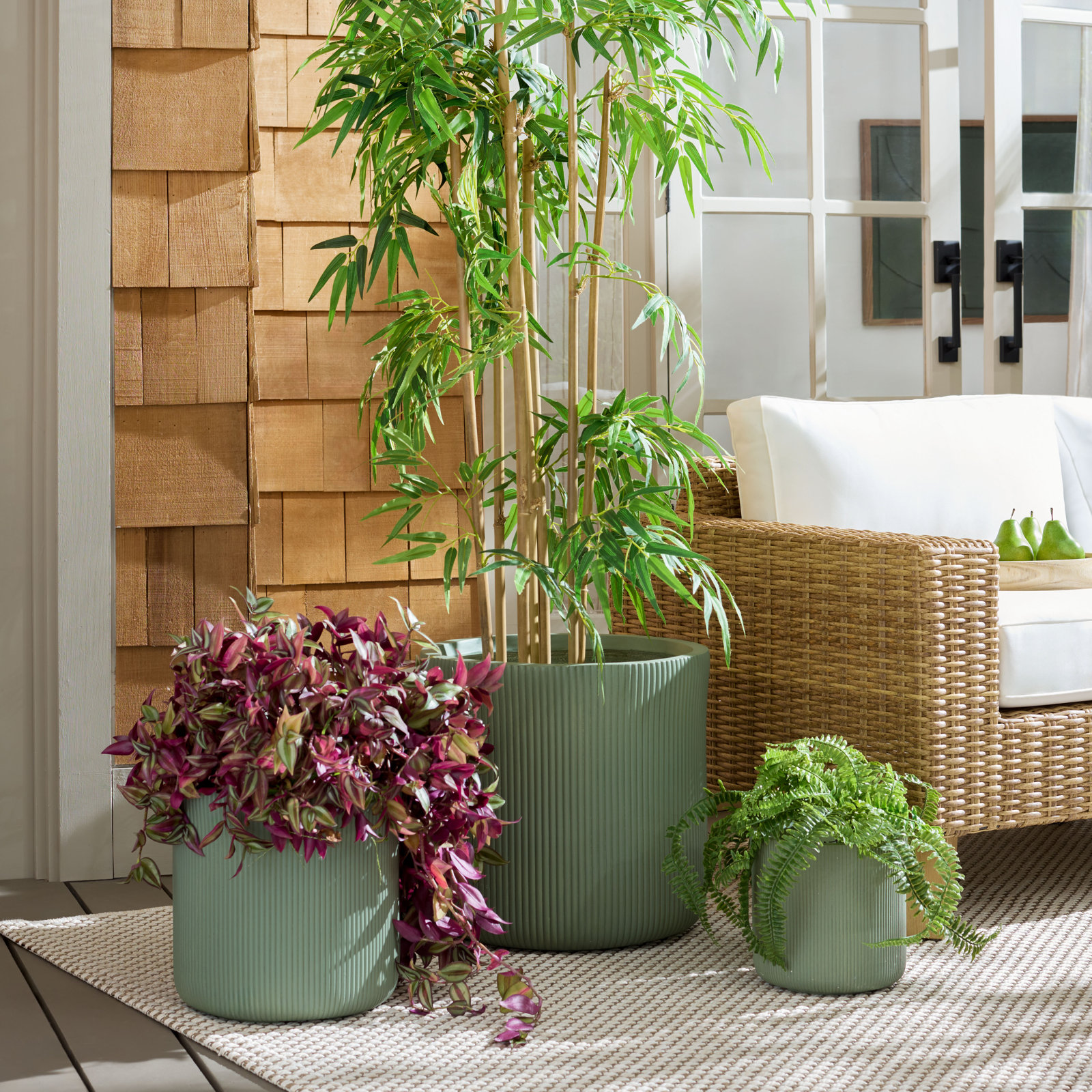 Carolina Planter Pot Set Of 3, Green