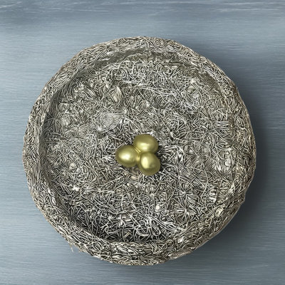 8"W Dish Display with Bird Eggs Dish