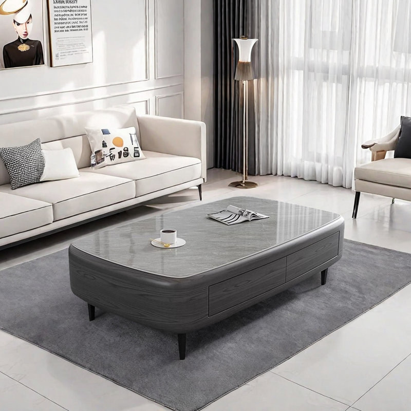 Table basse New Rock, H 16,92 po x L 51,18 po x l 23,62 po, Blanc