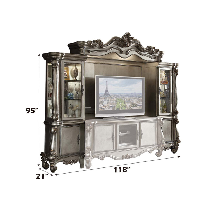 Meuble audio-vidéo Versailles, finition platine antique