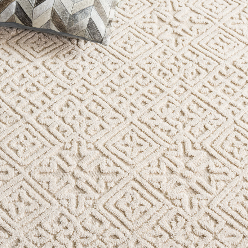 Textural 109 touffeté à la main 80% laine; Tapis à motifs géométriques 20% coton, Rectangle 6 pi x 9 pi