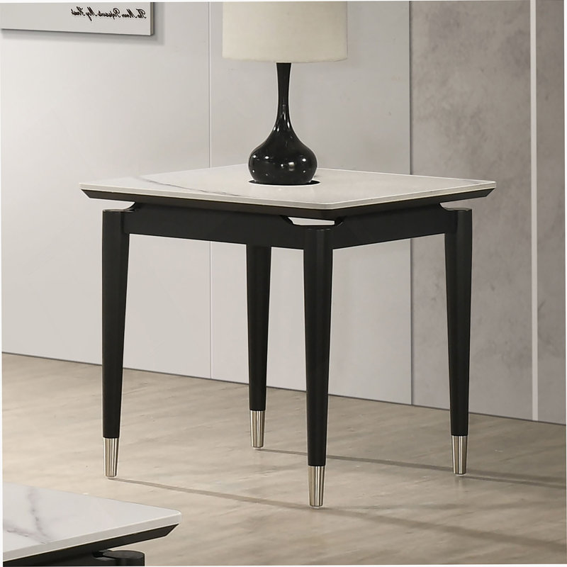 Table de bout de style contemporain avec plateau en pierre frittée