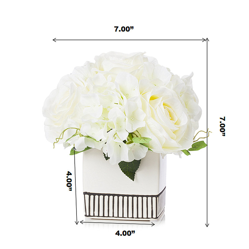 Silk Mixed Arrangement in Pot, Cream